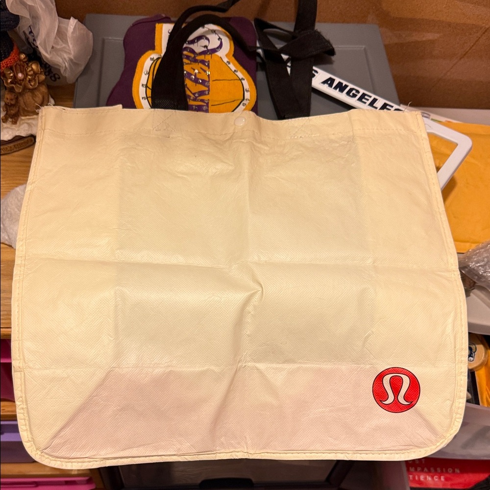 lululemon athletica Cream Tote Bag with Black Handles
